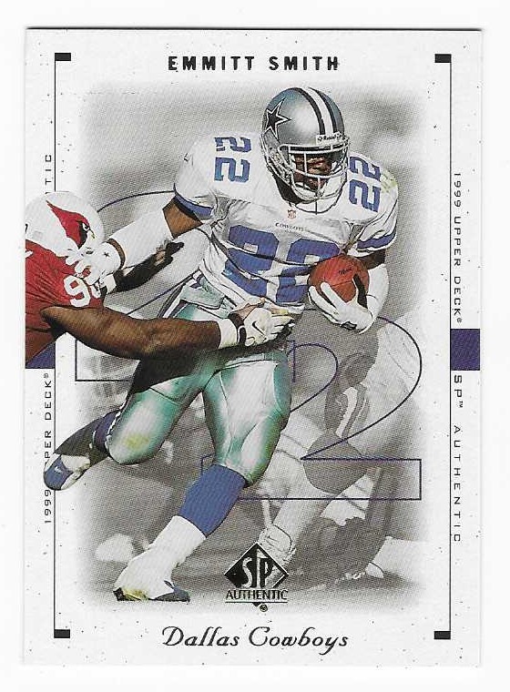 1999 Upper Deck SP Authentic Emmitt Smith Dallas Cowboys Football Card #23 HOF