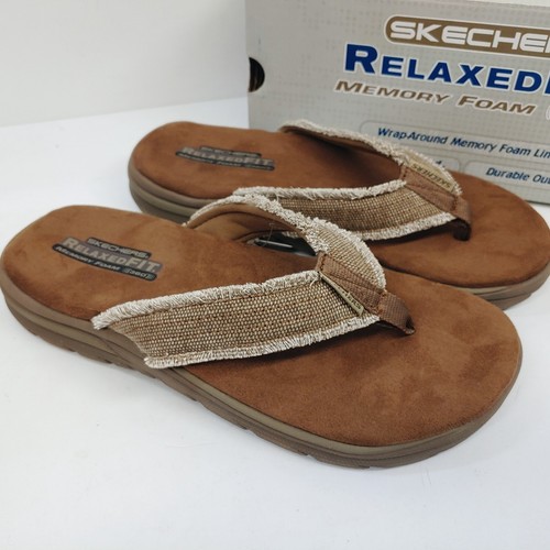 Skechers Supreme Bosnia Sandals Flip Flop Mens Size 8 Brown 64152 Memory Foam - Picture 2 of 8