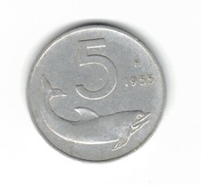 MONETA coin 5 LIRE Repubblica Italiana 1955 Italia numismatica