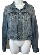 Garage Womens Jean Jacket Size Medium M Blue Denim Light Wash Classic Fit