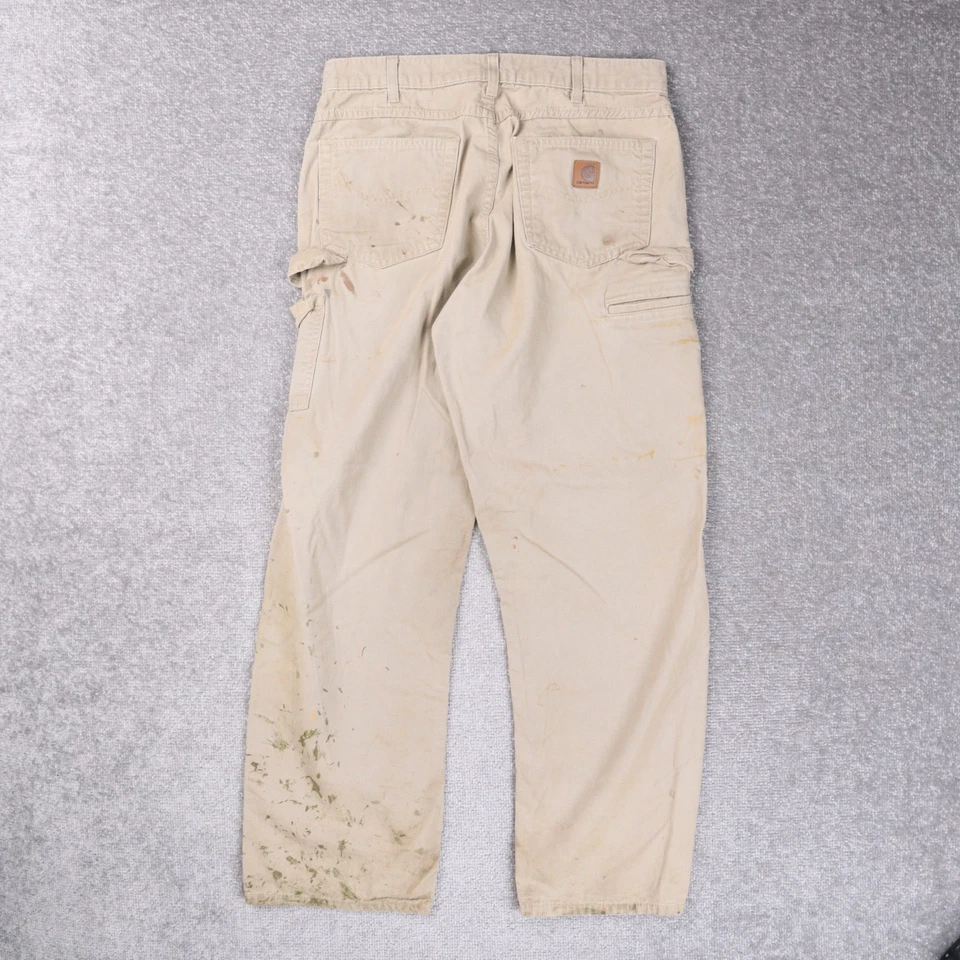 Pantalones de carpintero Carhartt para hombre holgados beige pintor aplastado 34x34 Foto 2 de 4