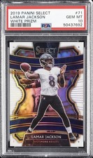 2019 PANINI SELECT WHITE PRIZM #71 LAMAR JACKSON #/35 PSA 10