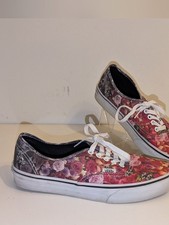 Vans Floral Canvas Low-Top Sneakers Pink Red Floral Print Women's Size 9