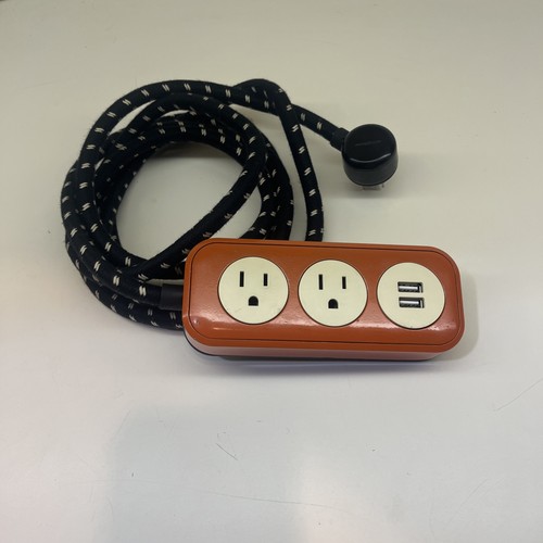 Shinola 2 Port Power Source Orange w/ Black 8ft Cord & USB, Works Great!