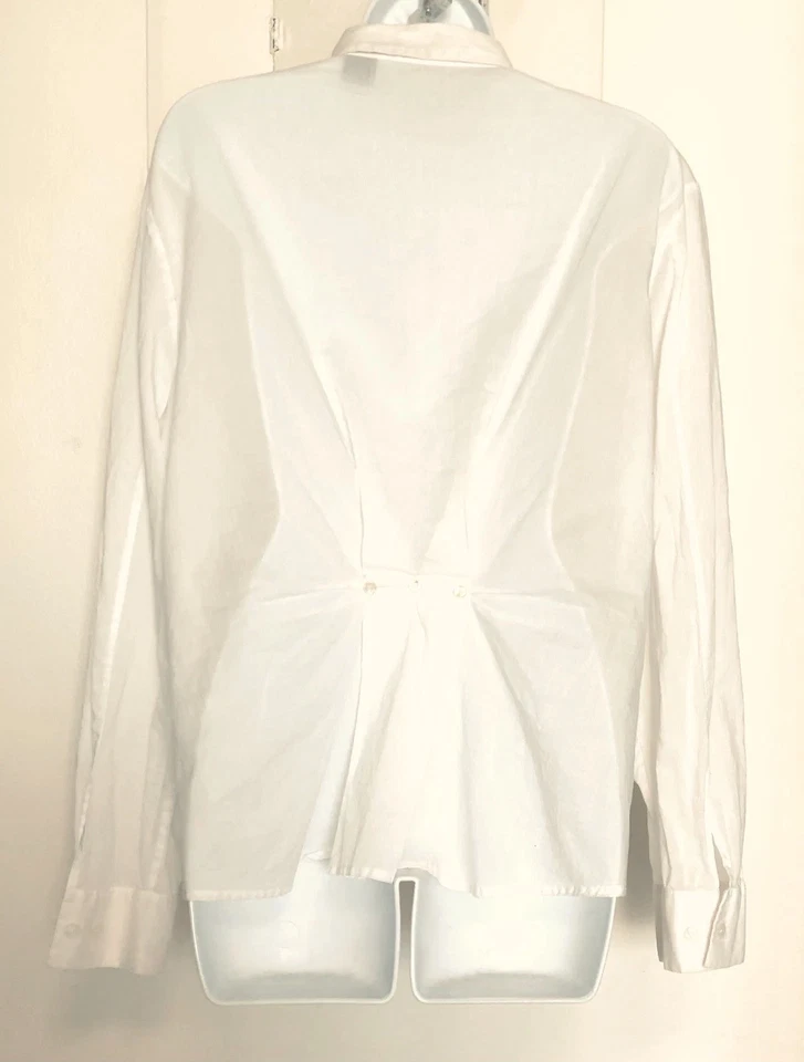 Camisa blanca vintage Perry Ellis para mujer manga larga 100 % algodón talla 16 Foto 4 de 4