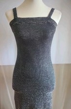 Ladies Vintage Size 12 Bodycon Maxi Dress Silver Black