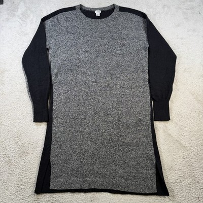 Halogen Sweater Dress Womens Large Black Grey 100% Cashmere Long Sleeve Tunic
