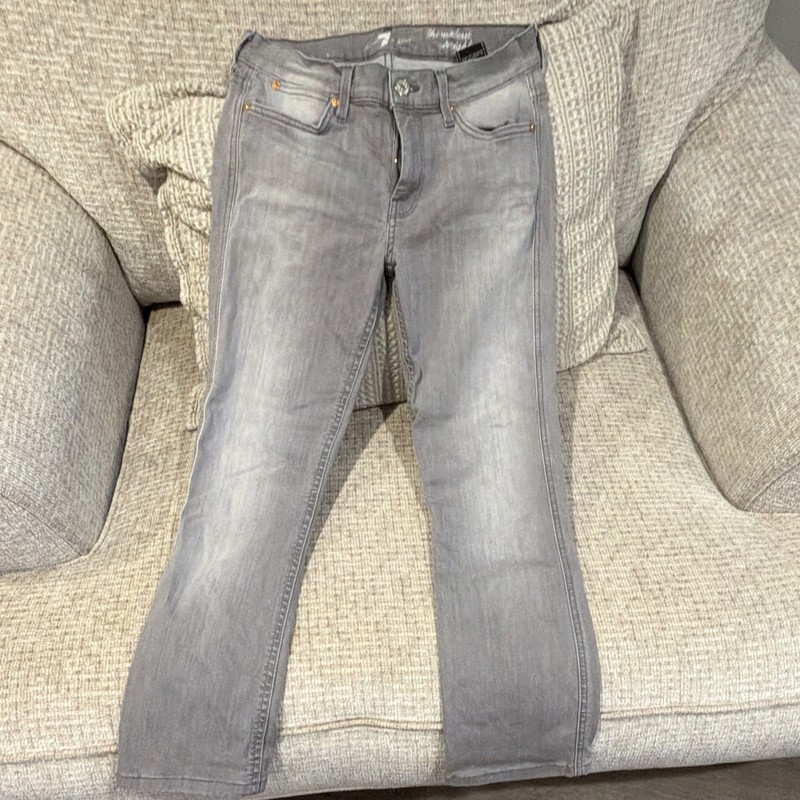 7 For All Mankind Women's Straight Jeans Gray Light Wash Stretch Denim 5-Pocket