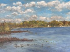 Reeds Lake, Sunny Day - East Grand Rapids , October &lsquo;25 - Original Oil Painting
