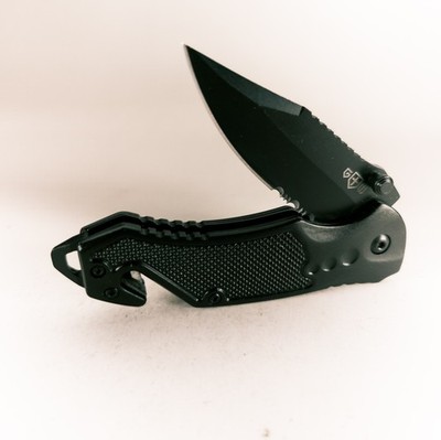 Grand Way Knives GWKnives Black Knife Glass Breaker Seatbelt Cutter New In Box