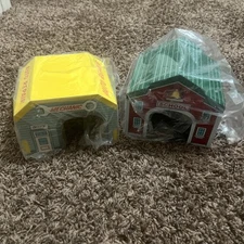 2 LAKESHORE Learning Wood Toy Block Party Buildings Wooden Auto Repair & School