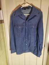 Vintage Lee Blue Denim Snap Shirt Chore Jacket 70s 