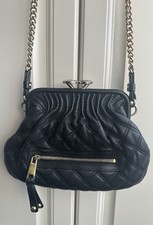 Marc Jacobs Little Stam Quilted BLACK Leather GOLD Chain Shoulder Bag Authentic