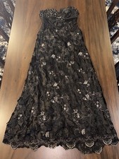 Alyce Designs Black/Silver Strapless Full Length Evening Event Prom Dress 8/10