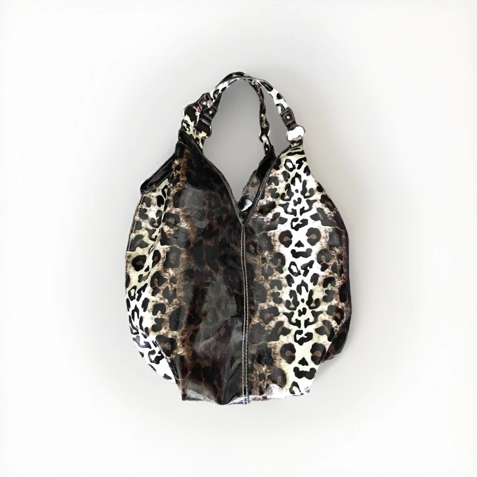 Y2K Leopard Print Shoulder Bag Women’s Handbag Cheetah Hobo Bag The Nanny Black - Image 2 of 4