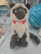 FAO Schwarz Siamese Cat 12" Plush Stuffed Animal Toy Unique Lopsided Eyes Kitty