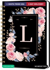 Lined Spiral Journal for Women, A5 Notebook for Work, 160 Pages, Letter L