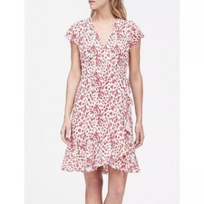 NWT Banana Republic Leopard Print Ruffle Wrap Mini Dress 00 Petite Valentines