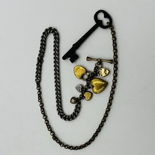 Fossil Skeleton Key Necklace Charm Locket Hea...