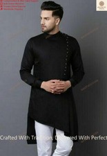 Mens Kurta Indian Mens Solid Shirt Kurta Cotton Tunic Top Shirt Plus Size