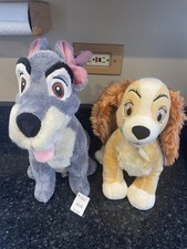 Disney Store 14" 12  Lady  The Tramp Plush Dog Stuffed Animal Lot Of 2 NWT