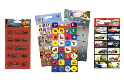 Sticker Aufkleber Cars DISNEY  Glitzer Namensschild Schulheft ABC PANINI 