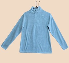 Eddie Bauer Fleece Pullover Womens Size Small Light Blue Quarter Zip Top NEW