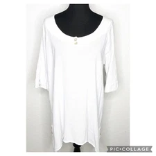 Oh My Gauze white scoop neck button trim tunic top size 1 or Small / Medium