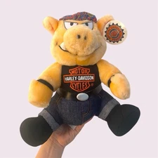 Vintage 1993 Play By Play Harley-Davidson BIKER PIG Stuffed Plush Animal Hog P1