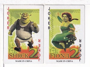 Two Playing Card Jokers, "Shrek/Fiona" Unknown, China, 2000's