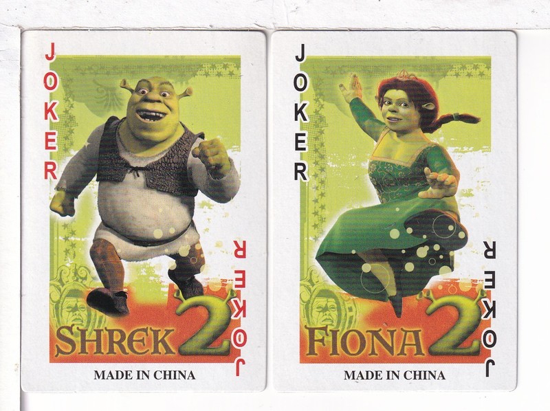 Two Playing Card Jokers, "Shrek/Fiona" Unknown, China, 2000's