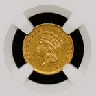 1856 $1 Indian Princess Head Pre1933 Gold Dollar Slanted 5 NGC DAMAGE AU Details