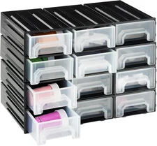 Navaris Small Parts Organiser with 12 Drawers - Sorting 12x Standard, Brown 