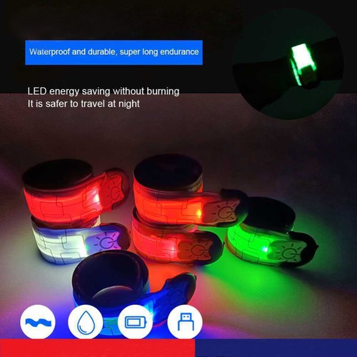 LED Slap Wristband Night Running Safety Glowing Bracelet Luminous Armband Strap - Picture 6 of 23