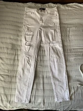 LABIJOU Medium White Ripped Skinny Jeans Pockets