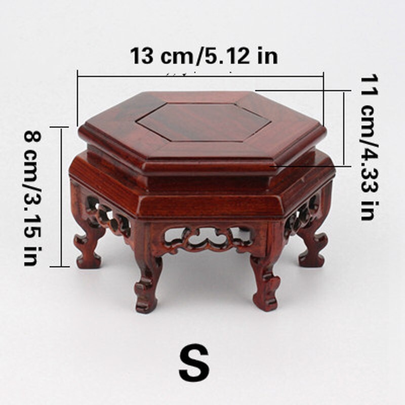 Hexagon Wooden Pedestal Vase Teapot Base Collection Display Stand Vintage
