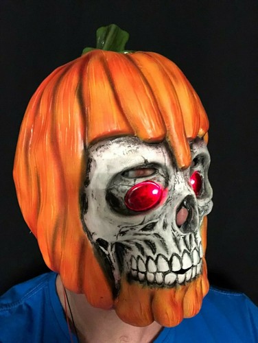 Scary Pumpkin Maske LED Jack O Laterne Skull Halloween Zubehör Orange Erwachsene - Bild 5 von 7