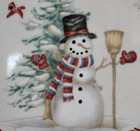 We Can Build a Snowman Dinner Plate 10 1/2" Dolengorp Stoneware White Green Red! — photo 3