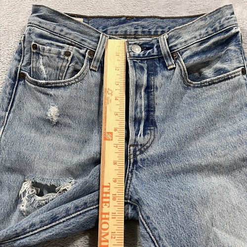 Levis Premium 501 Jeans Skinny Women's 25x28 Button Fly Distressed Big E - Picture 13 of 15