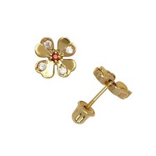 14k Yellow or White Gold CZ Flower Stud Earrings