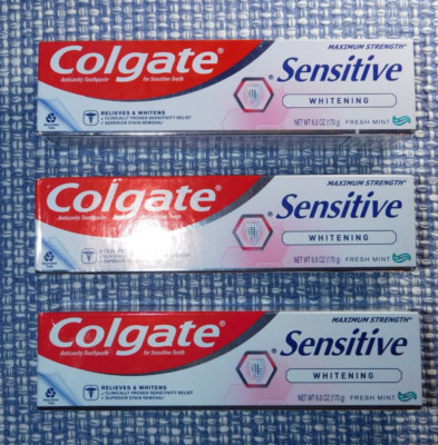 3-pack COLGATE Sensitive Whitening Fresh Mint Toothpaste 6oz(x3) Exp 12/25 #DK14