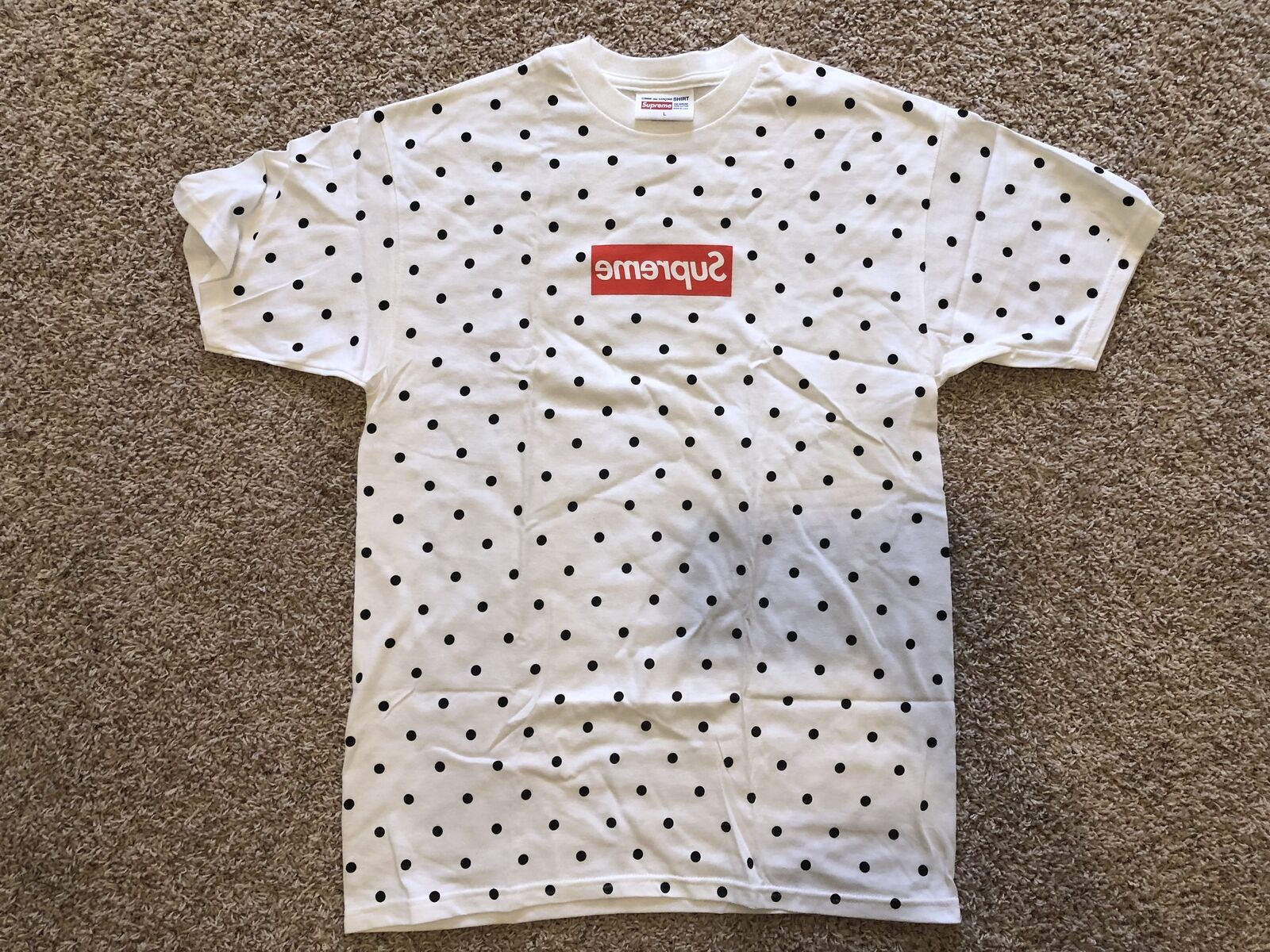 Supreme Comme des Garcons CDG Box Logo Polka Dots White L S/S 12