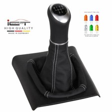 LED ICT Schaltknauf Schaltsack  Leder für Seat Arosa  Naht silber neu B44