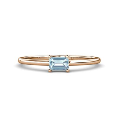 Emerald Cut Aquamarine Solitaire Engagement Ring 1/2 ct 14K Rose Gold JP: 232766