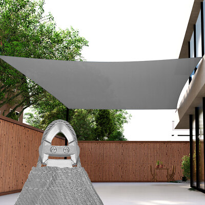 20-29 Ft Shade Sail w/ Steel Wire Rectangle Sun Canopy Pool Shelter Cover Gray