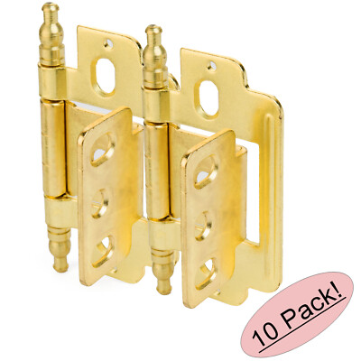 *10 Pack* Cosmas 14280-BB Brushed Brass 3/4'' Full Inset Cabinet Hinge (Pair)