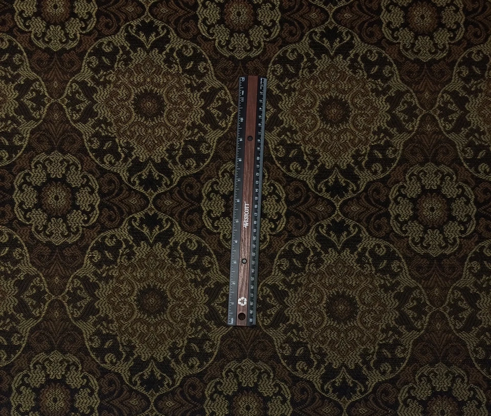 MONEDA GITANA OUTDURA MARRÓN MEDALLÓN FLORAL EXTERIOR INTERIOR TELA JACQUARD POR YARDA Foto 3 de 4