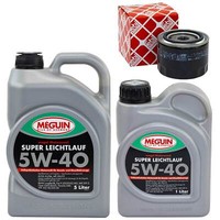 MotoröL Set 5W-40 Vollsynth Meguin 6 Liter + ÖLfilter FüR Fiat Ducato 130 2.3 D