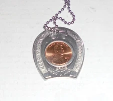 Lucky Penny Coin Token Casino Keychain Chain Pendant Birthday Horseshoe Lottery
