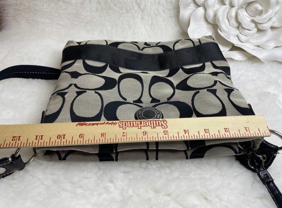 COACH Signature Stripe File Crossbody Zip Shoulder Bag F19220